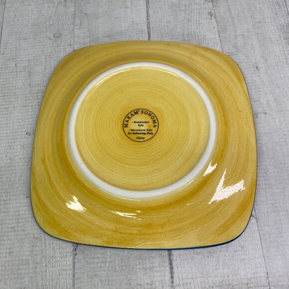 Maxam Sonoma Tuscan TUSCANY Olive Green Center Square Ceramic Salad Plates Set 6 - Picture 7 of 16